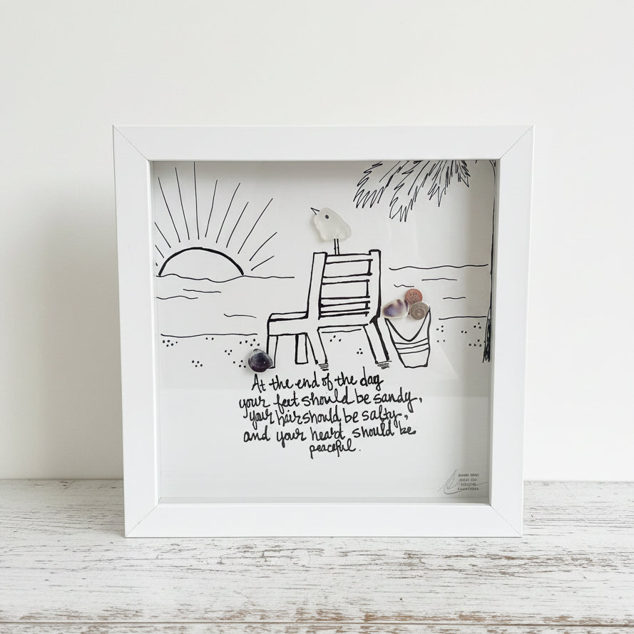 Sea Glass Art - Motivational/ Inspirational - End of Day - Sandy, Salty, Peaceful - Housewares