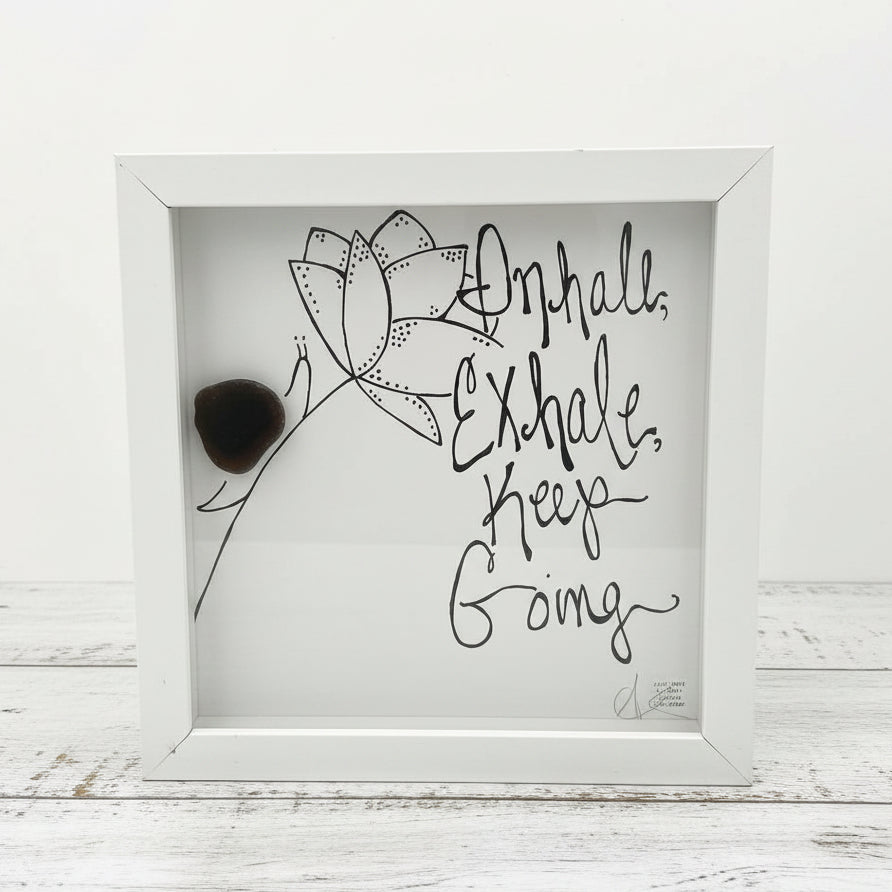Sea Glass Art - Motivational/ Inspirational - Inhale/Exhale Snail - Housewares