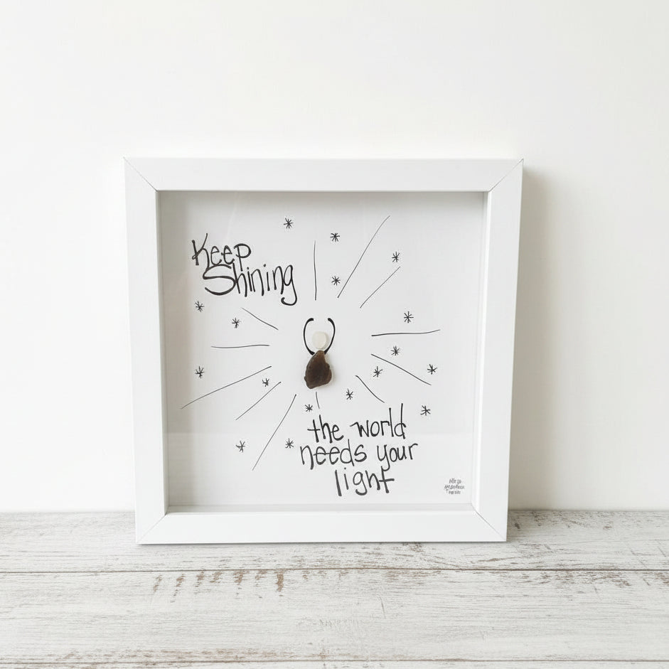 Sea Glass Art - Motivational/ Inspirational - Keep Shining - Housewares