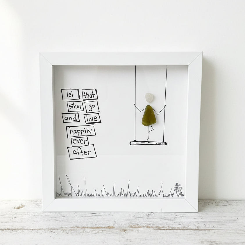 Sea Glass Art - Motivational/ Inspirational - Let S*it Go - Housewares