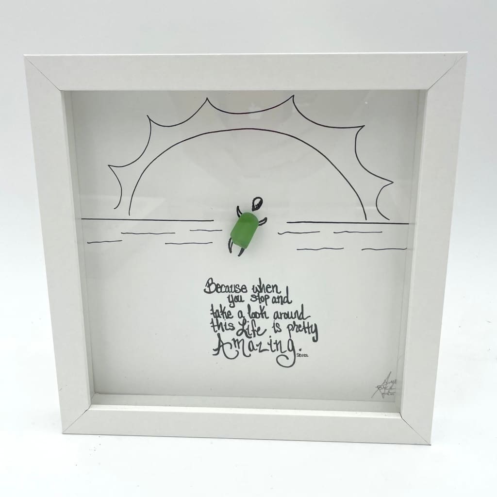 Sea Glass Art - Motivational/ Inspirational - Life is Amazing Turtle - Housewares