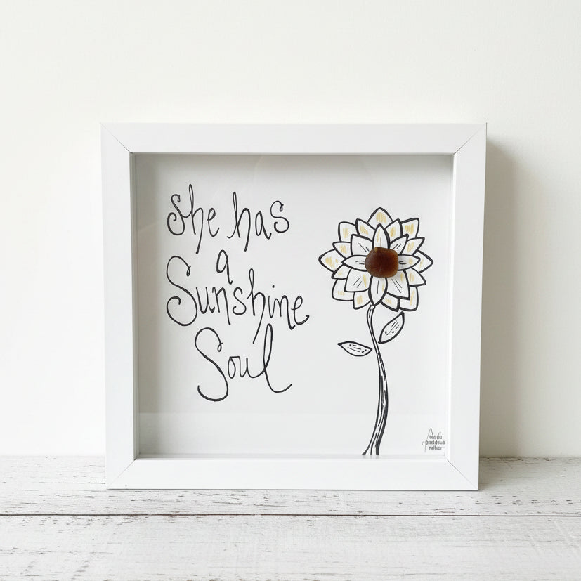 Sea Glass Art - Motivational/ Inspirational - She has a Sunshine Soul - Housewares