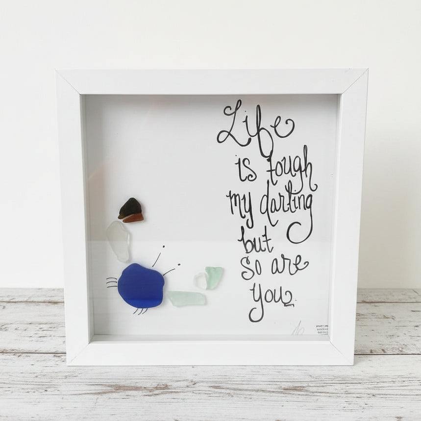 Sea Glass Art - Motivational/ Inspirational - Tough Crab - Housewares