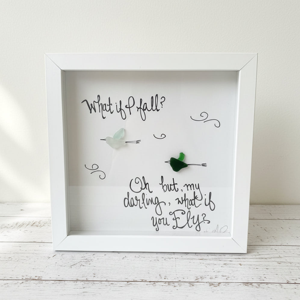 Sea Glass Art - Motivational/ Inspirational - What if I Fly Bird - Housewares
