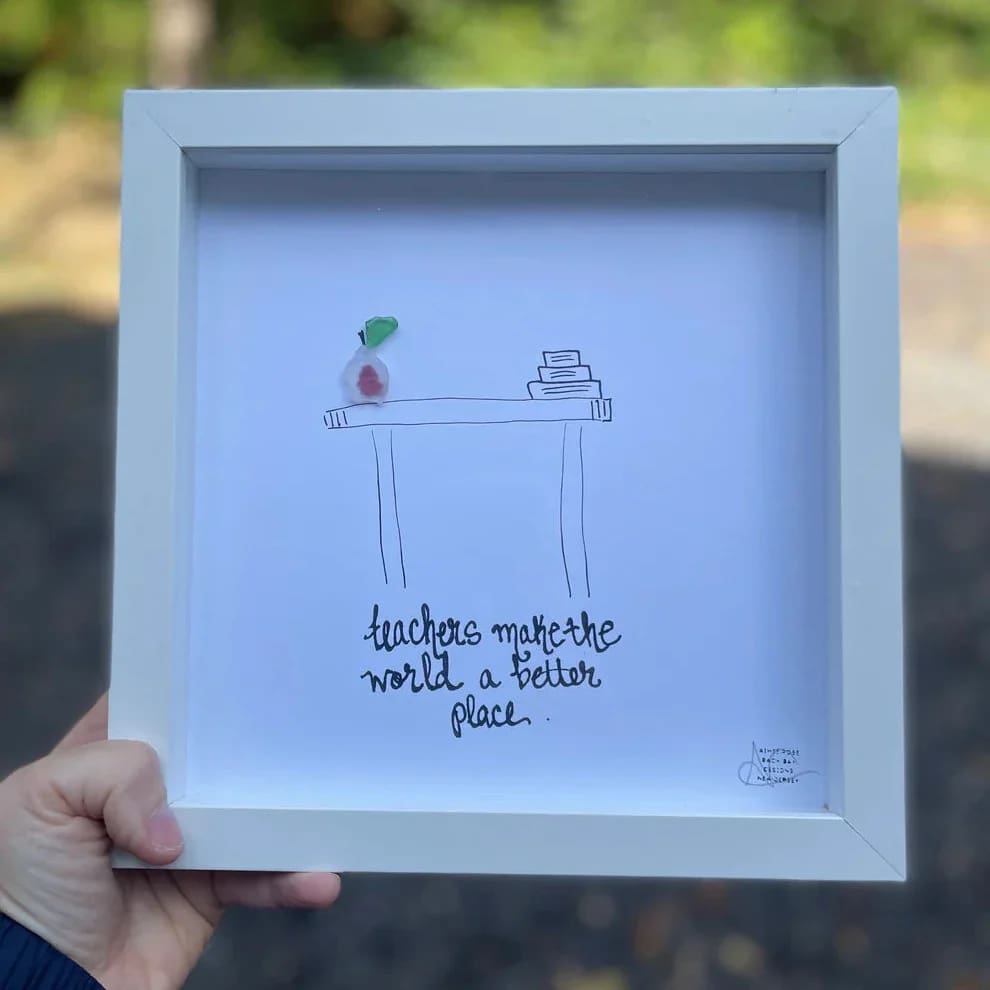 Sea Glass Art - Profession Themed - Teacher 4 - Teachers Make World Better - Housewares