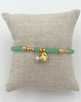Sea Glass Stretch Bracelet - Charms / Gold / Aqua - Jewelry & Accessories