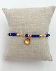 Sea Glass Stretch Bracelet - Charms / Gold / Cobalt - Jewelry & Accessories