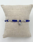 Sea Glass Stretch Bracelet - Charms / Silver / Cobalt - Jewelry & Accessories