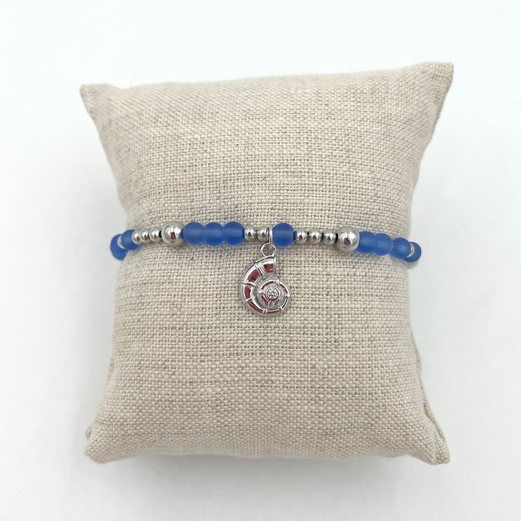 Sea Glass Stretch Bracelet - Charms / Silver / Peri - Jewelry & Accessories