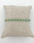 Sea Glass Stretch Bracelet - No Charms / Gold / Aqua - Jewelry & Accessories
