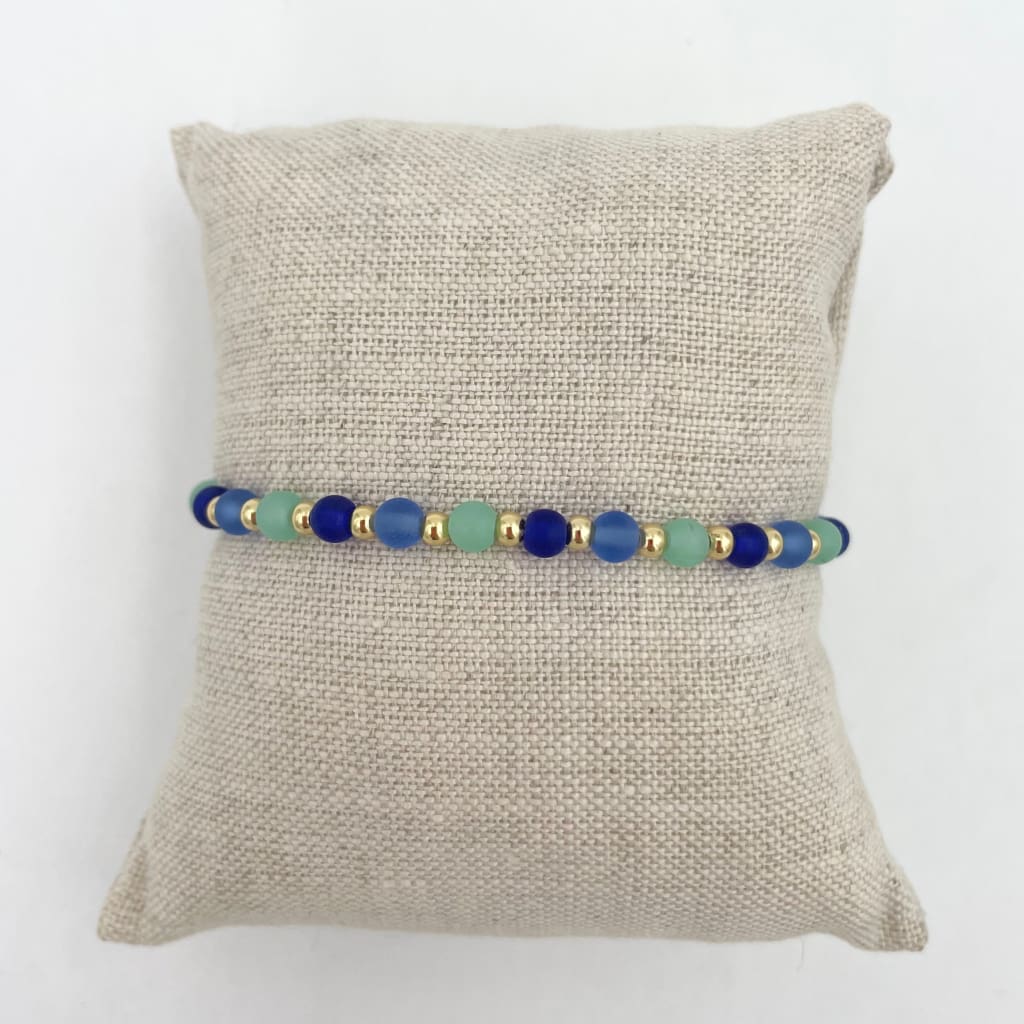 Sea Glass Stretch Bracelet - No Charms / Mixed / Gold - Jewelry & Accessories
