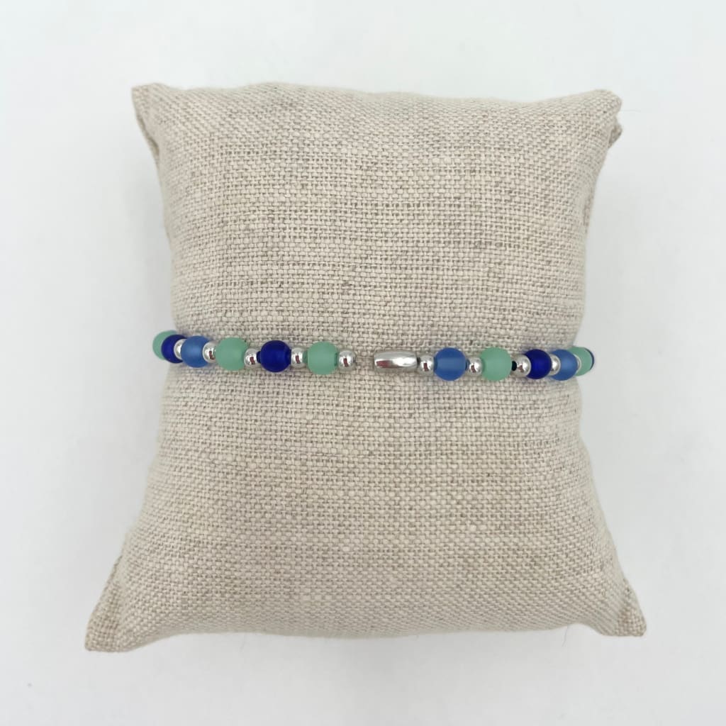 Sea Glass Stretch Bracelet - No Charms / Mixed / Silver - Jewelry & Accessories