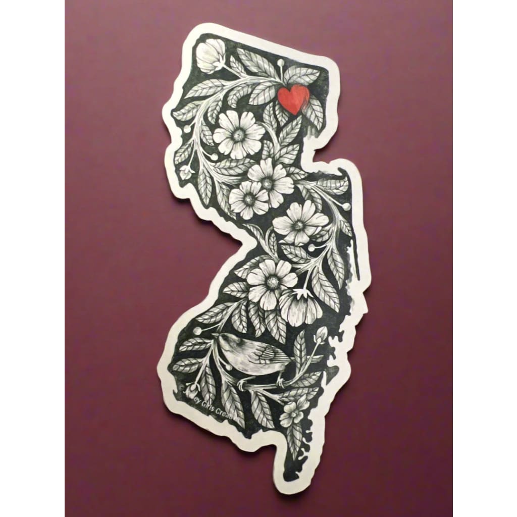 Small NJ Magnets - Floral with Heart - Books & Cards