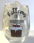 Stemless wine - Christmas - Bottoms Up!