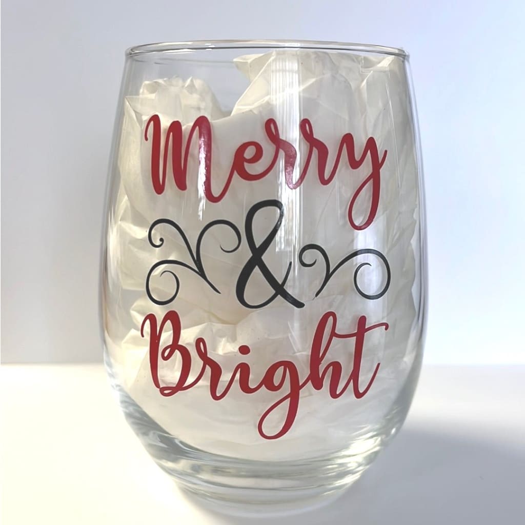 Stemless wine - Christmas - Merry &amp; Bright