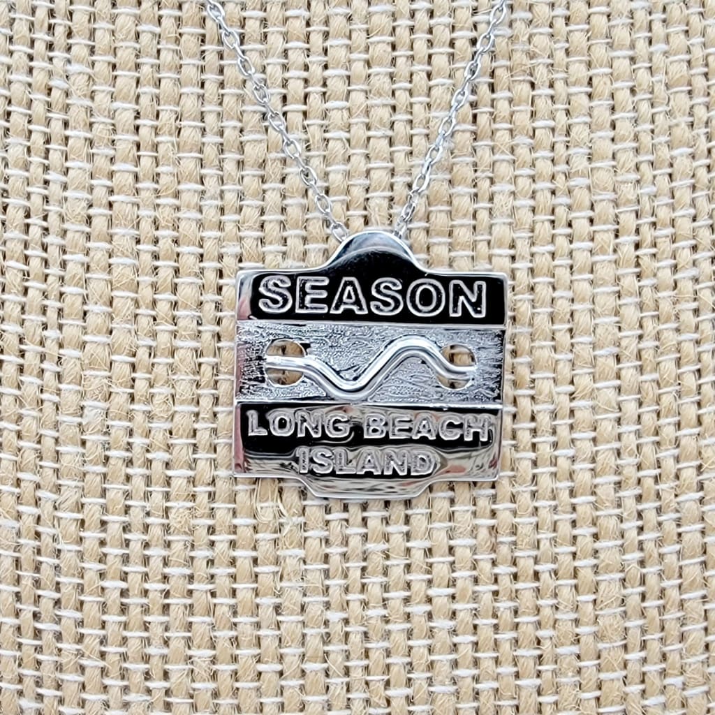Sterling Silver Beach Badge Necklace - Long Beach Island