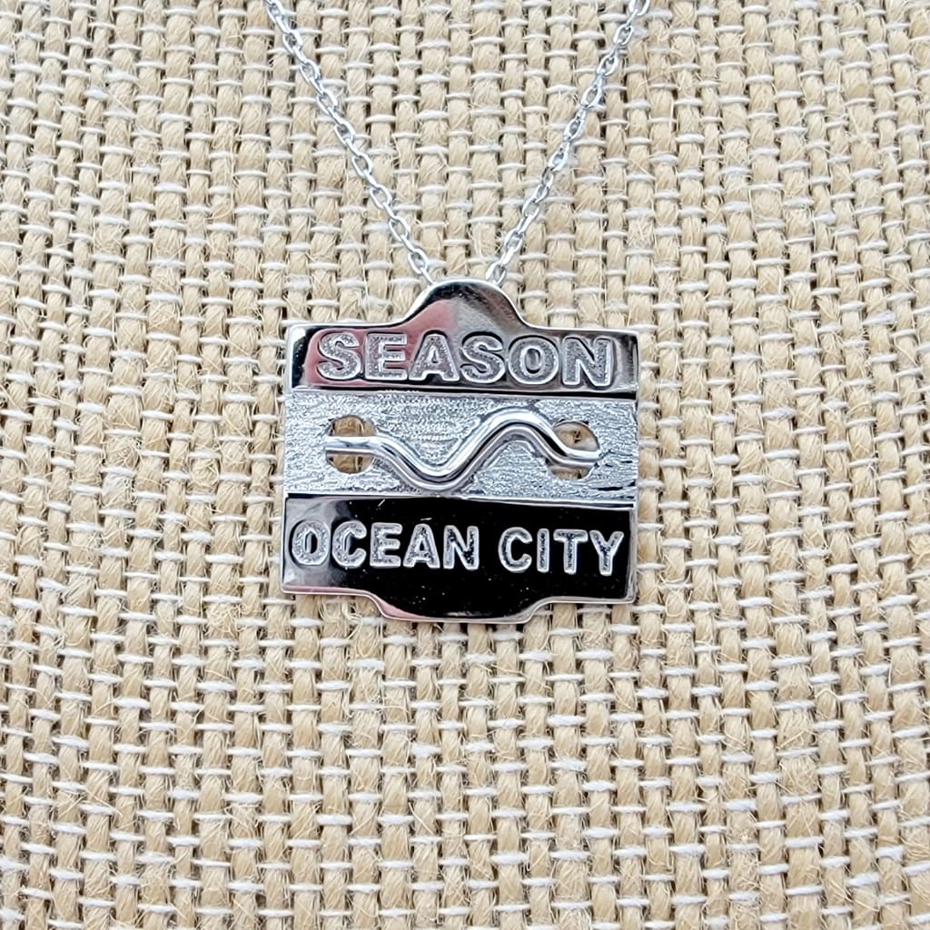 Sterling Silver Beach Badge Necklace - Ocean City