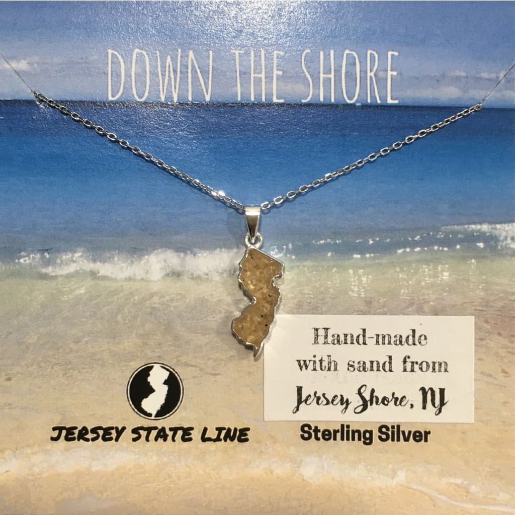 Sterling Silver Necklace with Jersey Shore Sand Charm - NJ Charm