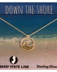 Sterling Silver Necklace with Jersey Shore Sand Charm - Wave Charm
