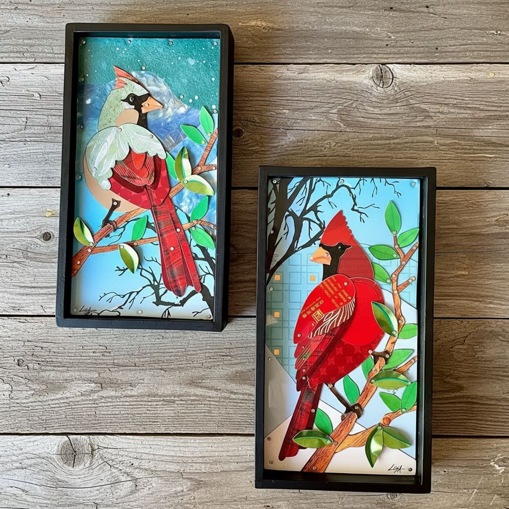 ’The Visitation’ #3 (Female) and #4 (Male) Recycled Tin Collages - Pair of Both - Jewelry