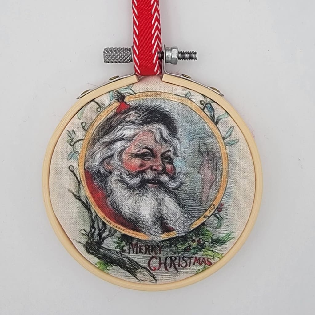 Thomas Nast Hoop Ornaments - Santa’s Close Up - Apparel &amp; Accessories