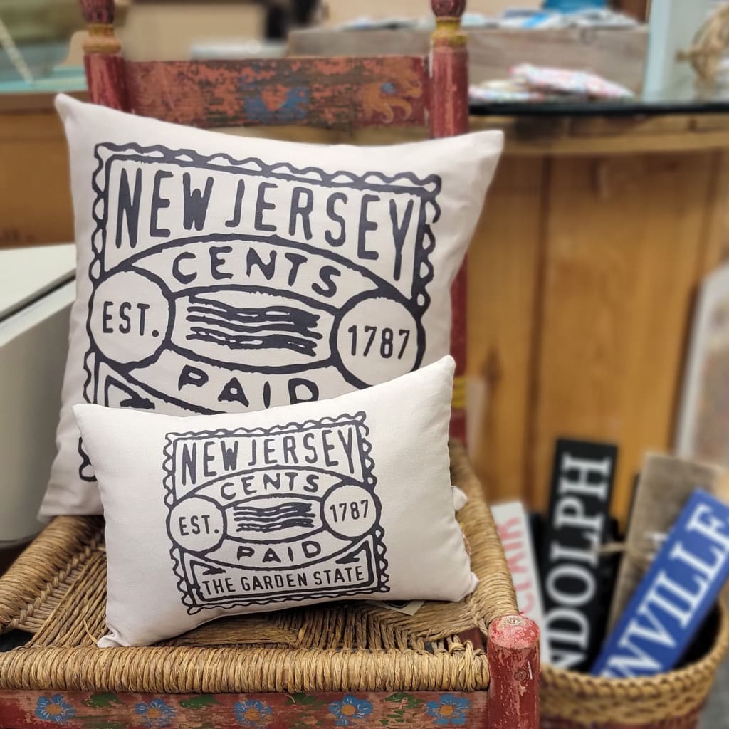Vintage NJ Postage Stamp Pillow - Home & Lifestyle