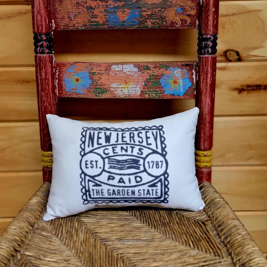 Vintage NJ Postage Stamp Pillow - Mini Pillow - Home & Lifestyle