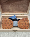Wooden Bow Tie - Anchor Print Wood / Light Blue - Apparel & Accessories