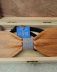 Wooden Bow Tie - Gathered Wood / Light Gray - Apparel & Accessories