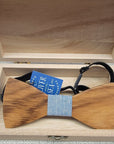 Wooden Bow Tie - Plain Wood / Baby Blue - Apparel & Accessories