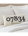 Zip Code Pillow Natural/Off-White Organic Cotton & Linen - Denville 07834 - Home & Lifestyle