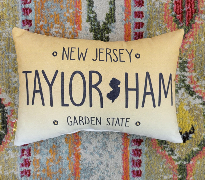 Mini-License Plate Taylor Ham/Pork Roll Pillow