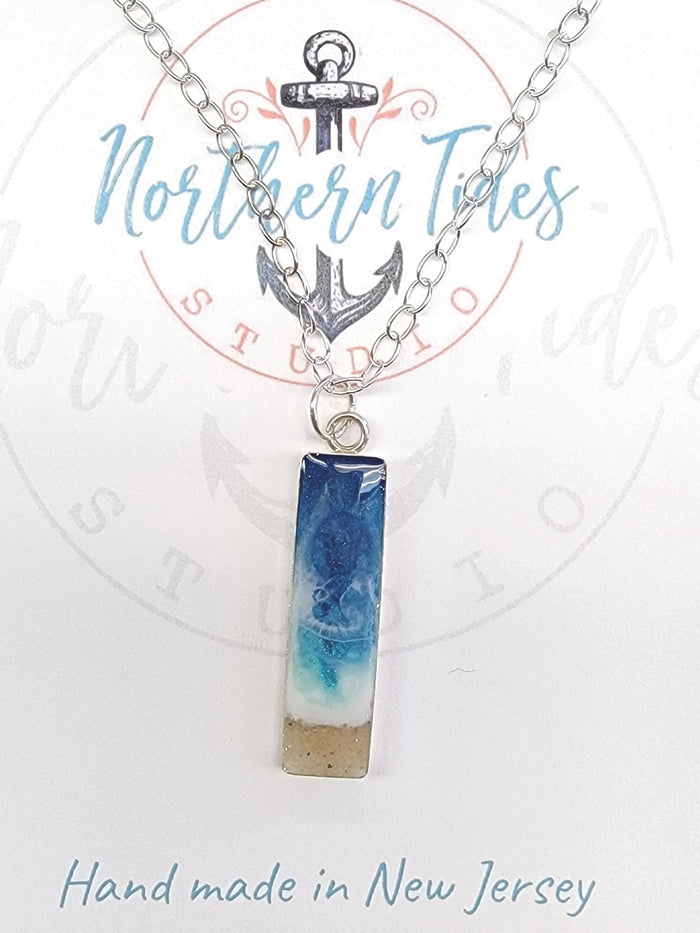 "Solace of the Sea" Sterling Silver & Resin Bar Necklace