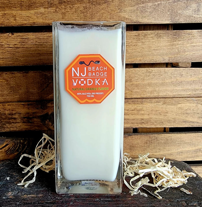 Beach Badge Vodka Bottle Candle