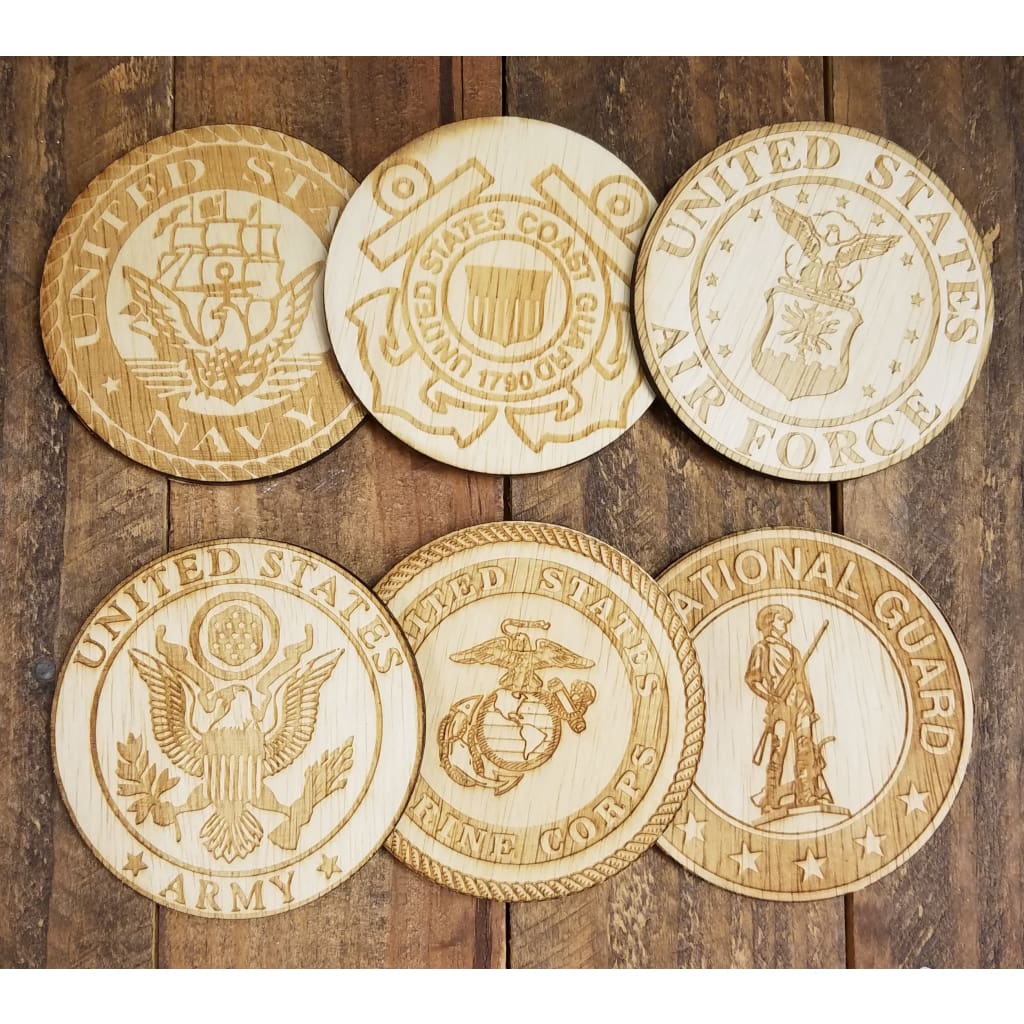 Armed Forced Laser Cut Wood Coasters - Home &amp; Lifestyle