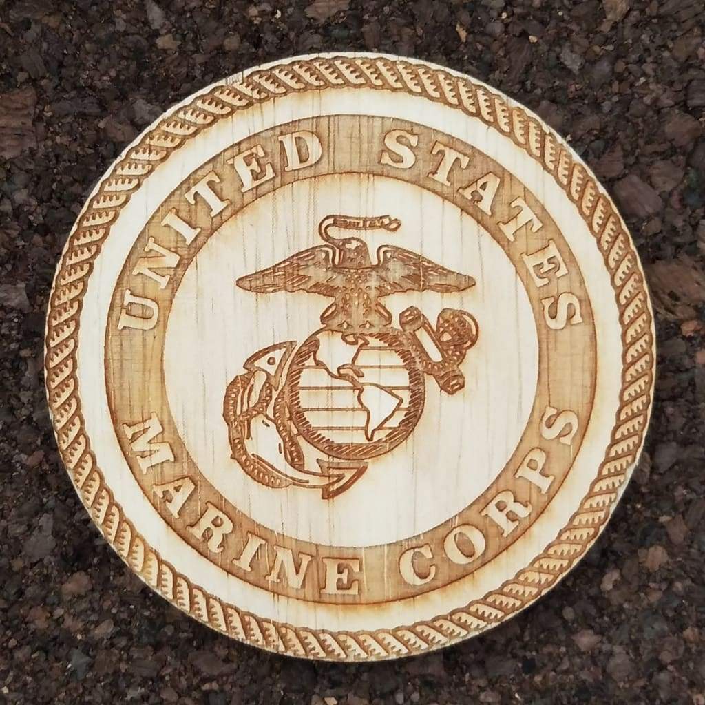 Laser Cut Wood Coasters Armed Forces - Marines - Home & Lifestyle