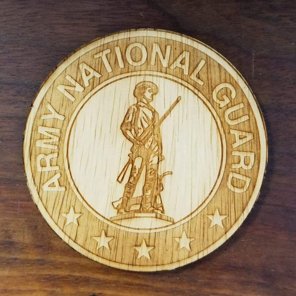 Laser Cut Wood Coasters Armed Forces - National Guard - Home & Lifestyle