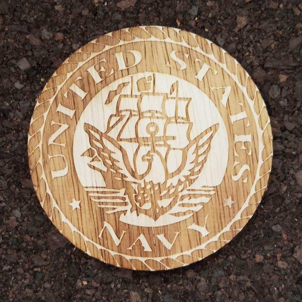 Laser Cut Wood Coasters Armed Forces - Navy - Home & Lifestyle