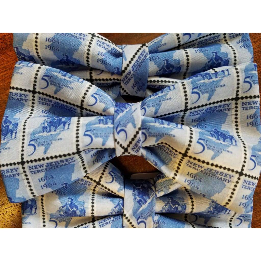 Bow Tie Vintage NJ Stamp Fabric Clip-on - Clothing