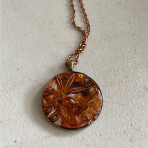 Brass Pendant Necklace Star Anise in Resin - Jewelry & Accessories