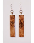 Burl & Resin Earrings Bezel Set w/ Silver Earwires - Ambrosia Maple - Jewelry & Accessories