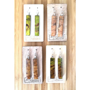 Burl & Resin Earrings Bezel Set w/ Silver Earwires - Jewelry & Accessories