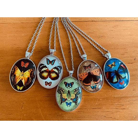 Butterfly Cabochon Pendant Necklace
