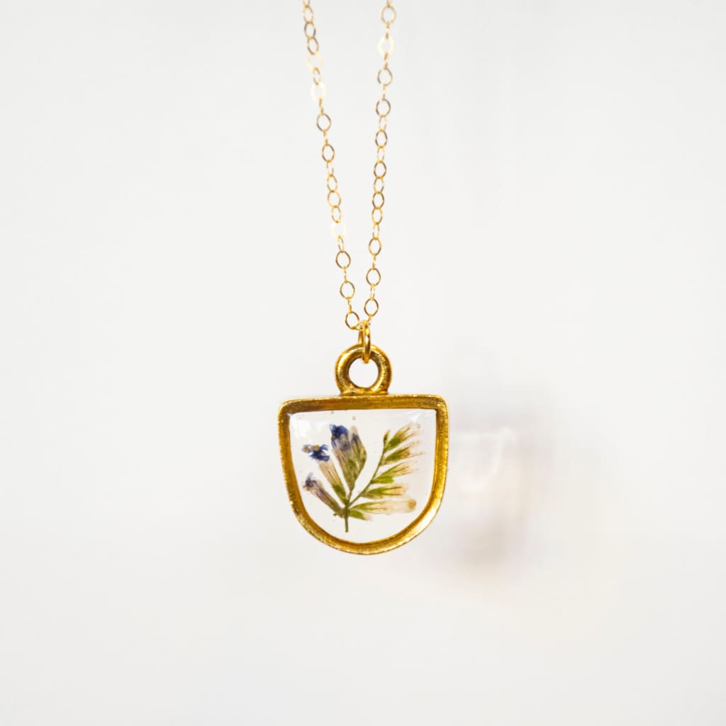 Caspia Half Oval Gold Botanical Necklace - Jewelry &amp; Accessories