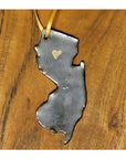 Ceramic NJ Ornament w/ 22k Gold Detail - Gold Heart Matte Gray - Pottery