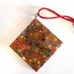 Color Pencils in Resin Square Ornament - Home & Lifestyle
