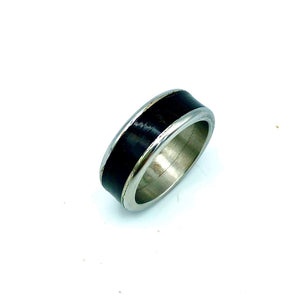 Custom Handmade Exotic Hardwood Insert Stainless Steel Ring - 8 / African Blackwood - Jewelry & Accessories