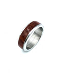 Custom Handmade Exotic Hardwood Insert Stainless Steel Ring - 8 / Amboyna - Jewelry & Accessories