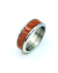 Custom Handmade Exotic Hardwood Insert Stainless Steel Ring - 8 / Bloodwood - Jewelry & Accessories