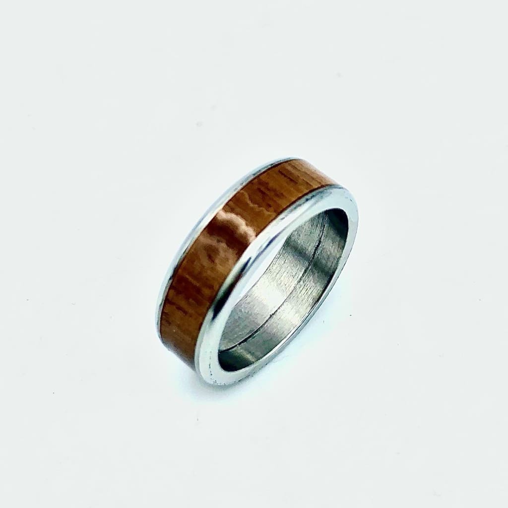 Custom Handmade Exotic Hardwood Insert Stainless Steel Ring - 8 / Brazilian Ebony - Jewelry &amp; Accessories